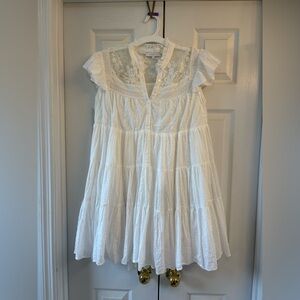 Olivaceous White Lace Casual Dress